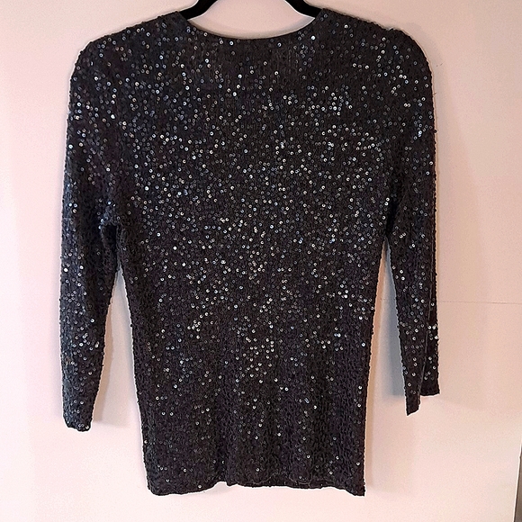 C by Bloomingdale's size medium sequin cardigan with snap. - Picture 3 of 4